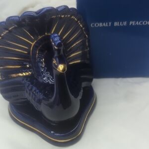 Cobalt Blue Peacock Figurine